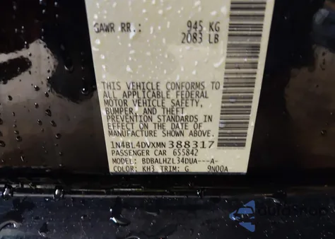 2021 Nissan Altima Sv Fwd from USA, damaged, VIN 1N4BL4DVXMN388317